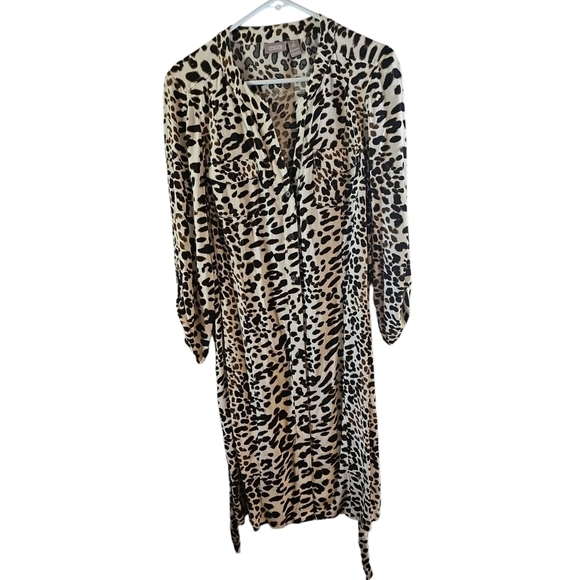 Chico's Dresses & Skirts - Chicos sz 2 leopard animal print rayon shirt dress with belt sz 12